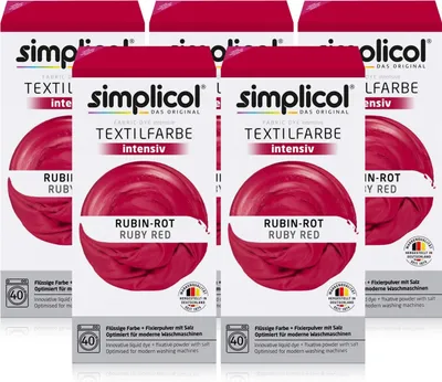 Produktbild von Simplicol Textilfarbe intensiv Rubin-Rot - Einfaches Färben (5er Pack)