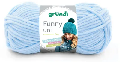 Produktbild von Gründl Wolle Funny uni Chenille Wolle 1 Knäuel 100 g, Pastellblau