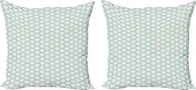 Obrázek produktu pro ABAKUHAUS Sada bílých povlaků na polštářky (2ks), jednoduchý minimalistický design, námořní oceánské pobřeží, potisk s vodní tříští, 50 x 50 cm, tyrkysová krémová