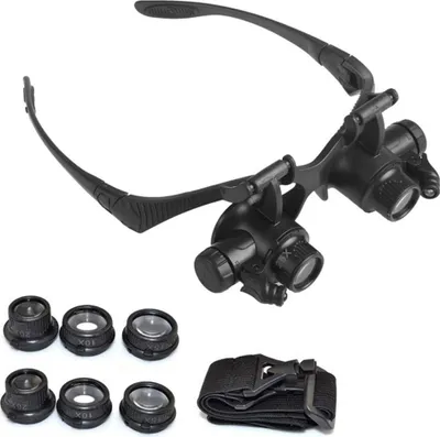 Produktbild von Vergrößerungsbrille mit LED-Beleuchtung, Stirnbandlupe, Schmuck- und Uhrenreparaturlupe