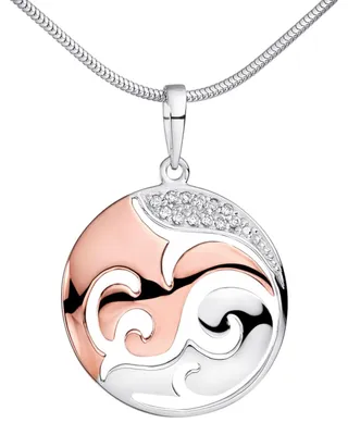 Produktbild von MATERIA Runder Kettenanhänger Rosegold für Damen - 925 Silber Anhänger Ornament groß vergoldet mit Kette und Zirkonia KA-455-Rose