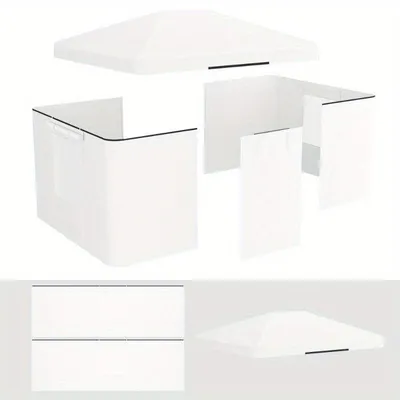Image de Kit de remplacement pour tonnelle de jardin - Toile de toit et 2 panneaux latéraux - Imperméable - Résistant aux intempéries - Blanc