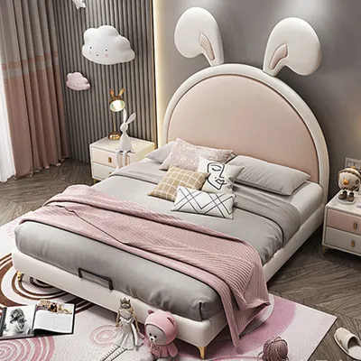 Produktbild von Kinderbett Mädchen prinzessin bett Einzelbett Kreatives Kaninchenbett bett 1200x2000mm