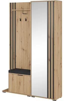 Produktbild von Garderobe mit Spiegel LAILA artisan eiche / schwarz