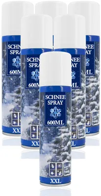 Produktbild von 6x Kunstschnee - Spraydose mit Dekoschnee - Schneespray Weihnachten - Sprühschnee Snowspray Fensterspray Schnee Spray Deko Schnee 600ml