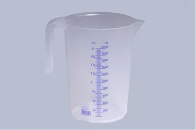 Produktbild von Hünersdorff Messkanne 2.000 ml, PP, 2 Skalen offener Griff, transparent und stapelbar