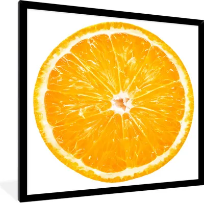 Produktbild von MuchoWow® Gerahmtes Poster Orange - Obst - Weiß 40x40 cm - Poster mit Schwarzem Bilderrahmen Wandposter Rahmen Foto Bilder - Mit Rahmen - Wanddekoration Schlafzimmer