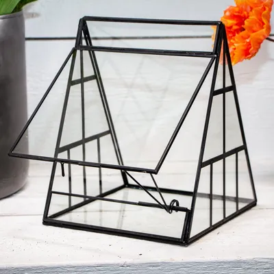 Produktbild von Gewächshaus, Klein, Schwarz, Dreieck, Deko | Eisen, Glas | H 25,0 x B 20,0 cm