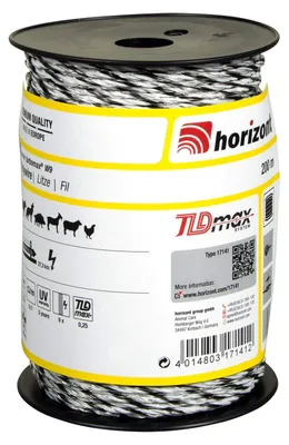Produktbild von Litze 'TURBOMAX W9' 9 Leiter, 200m Spule (weiss/schwarz)