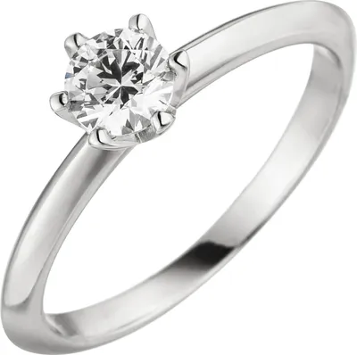Produktbild von Solitär Ring 585 Gold Gelbgold mit Diamant Brillant 0,50 ct. W-SI 6er-Krappe Innenumfang 56mm  Ø17.8mm