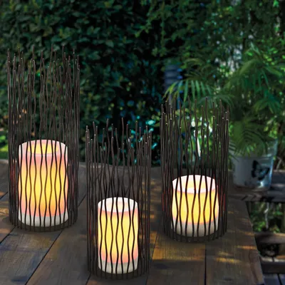 Produktbild von esotec Solar Dekoleuchte BAMOKO 3er-Set Tischlicht LED-Kerze METALL IP44 102246