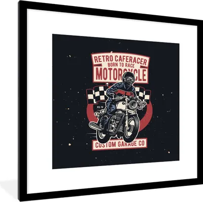 Produktbild von MuchoWow® MuchoWow® Gerahmtes Poster Jahrgang - Motor - Flagge 40x40 cm - Poster mit zchwarzem Bilderrahmen - Poster - Plakat im Rahmen