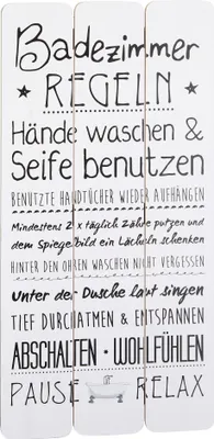 Produktbild von Holzbild Badezimmer Regeln 30x60 cm