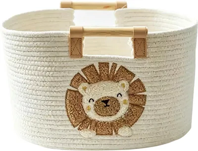 Imagen del producto de Cesta de almacenamiento hecha de cuerda de algodón trenzada, de 38 x 20 x 24 cm, con asas, ideal para guardar juguetes