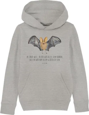 Produktbild von Mr. & Mrs. Panda Kinderpullover Fledermaus Flügel 5-6 Jahre (110/116) - Heather Grey - Geschenk, Lustige Sprüche, Kapuzenpulli, Sweatshirt, Sweater, Hoodie, Pulli