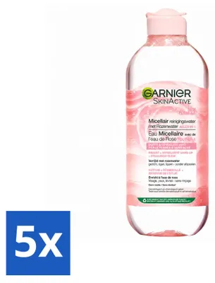 Imagen del producto de 5 unidades de Garnier SkinActive, agua micelar limpiadora con agua de rosas, 400 ml - Paquete económico