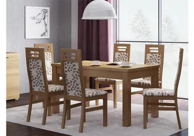 Produktbild von Essgruppe K873_S874 - ausziehbarer Tisch 120-160 cm und 6 Buchenholzstühle