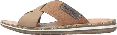 Produktbild von Rieker Herren Pantolette Leder gekreuzte Riemen 21088, Größe:43 EU, Farbe:Braun