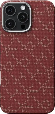 Image de Coque Pitaka Tactile Woven, PTK Rouge/Or - iPhone 16 Pro Max