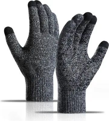 Produktbild von Winterfeste Strickhandschuhe, warm gefüttert, dick, mit vollen Fingern