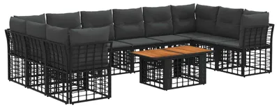 Produktbild von vidaXL Gartensofa-set 11 stk. Schwarz und Dunkelgrau Poly-Rattan