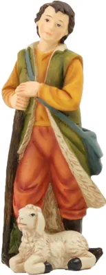 Produktbild von FADEDA Jungbauer mit Schaf   / Höhe:9 cm / handbemalt / detailgetreue Krippen Figuren - Weihnachten Tisch Dekoration Krippe Zubehör