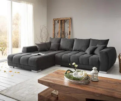 Produktbild von DELIFE Ecksofa Josea 300x220 cm Mikrofaser Schwarz Recamiere links