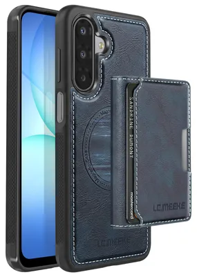 Image de Avizar, coque magnétique avec porte-cartes amovible et support pour Galaxy A17, bleu nuit