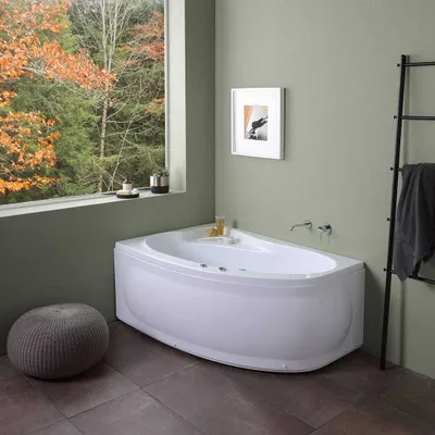 Produktbild von Weiße Whirlpool- Eckbadewanne, linke Variante| Ambra