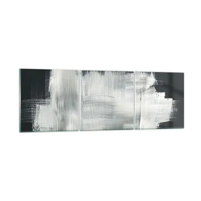 Produktbild von Bilder auf glas - 3 Teile - Abstraktion Schwarz Weiß - 90x30cm - Glasbilder - Wandbilder - Bilder - zum Aufhängen bereit - Wanddekoration aus Glas - Glas Bilder - Wandbild auf Glas - GCA90x30-4173