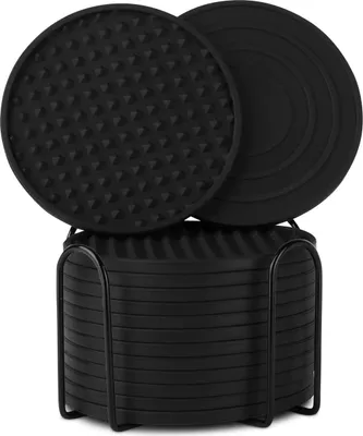 Produktbild von Silikon Untersetzer Set 14-teilig schwarz