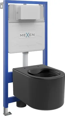 Image de Mexen Ensemble WC sur colonne Felix Slim avec cuvette Sofia, Noir mat - 6103354XX85