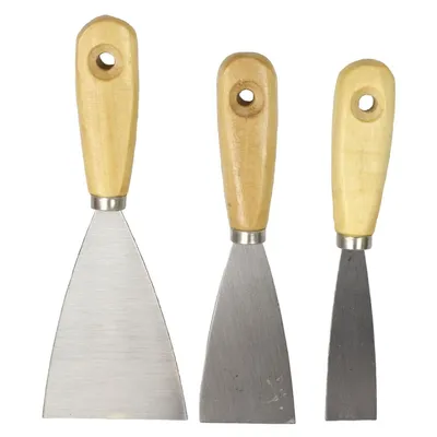 Produktbild von Spachtel Set 30, 50, 80mm Stielspachtel Malerspachtel 3tlg. mit Holzgriff