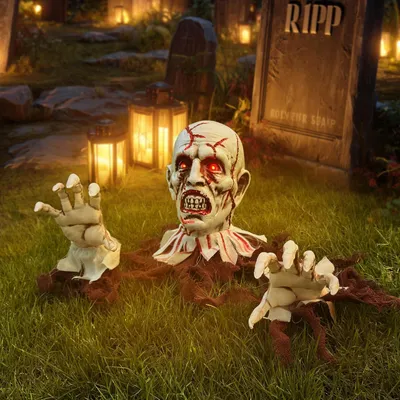 Productafbeelding van Halloween Tuinversiering met Skelet Hoofd en Arm