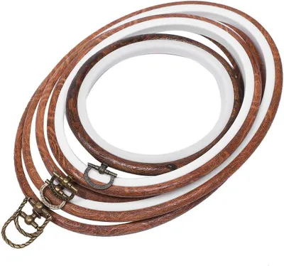 Produktbild von Kreuzstich-Rahmen, verschiedene Größen, Stickrahmen aus Holz, ovales und rundes Set, Kreuzstich-Rahmenringe für Handstickarbeiten – Set mit 5 Stück