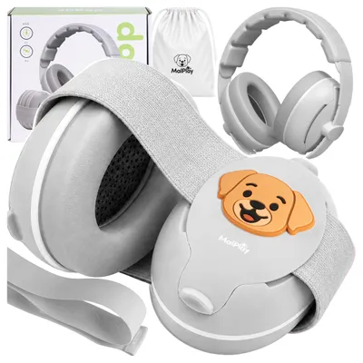 Produktbild von Malplay Gehörschutz für Kinder Ohrenschützer 25 dB Stirnband ab 0 Jahren Kopfbügel Lärmschutz-Kopfhörer Aufbewahrungstasche Grau