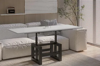 Produktbild von ENDO-Möbel Couchtisch Lili, ausziehbar 110-170cm und höhenverstellbar (Weiss Hochglanz)