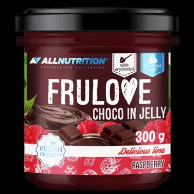 Produktbild von ALLNUTRITION FRULOVE Choco In Jelly 300g Himbeere Marmelade Früchte Schokolade