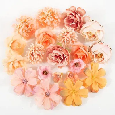 Immagine prodotto di Set Ibenzoa® con 20 mini-fiori realistici in tessuto (da 2,5 a 5 cm) – fiori artificiali per decorazioni e progetti creativi