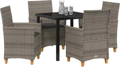 Obrázok produktu pre Záhradný jedálenský set 5 pcs Sivá polyratan