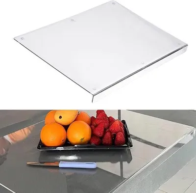 Produktbild von Acryl-Schneidebrett mit Rand, 3 mm, rutschfest, transparent - Küchenbrett