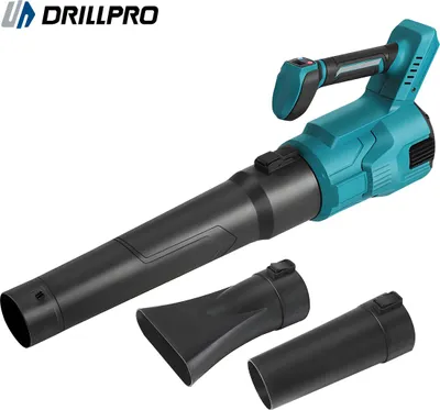 Obrázek produktu pro Akumulátorový foukač listí Drillpro 20 V, bezkartáčový motor, 3 rychlosti, 25 000 ot/min, rychlost vzduchu 60 m/s, elektrický turbofoukač, bez baterie