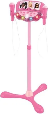 Immagine prodotto di Microfono di Barbie su supporto regolabile e illuminato con altoparlante, 2 microfoni ed effetti vocali, altoparlante Bluetooth