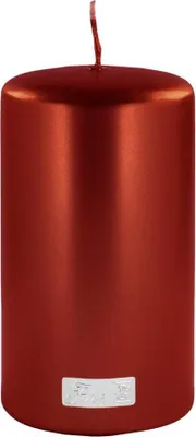 Productafbeelding van Fink KAARS, metalen stompkaars, paraffine, rood, L. 8 cm, B. 8 cm, H. 15 cm, D. 8 cm. Hoogte: 15,00 cm. Breedte: 8,00 cm. Diepte: 8,00 cm. Diameter: 8,00 cm. Artikelnummer: 123781