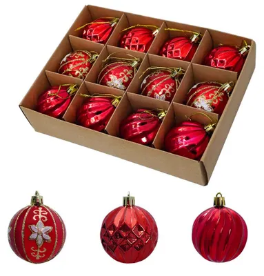 Weihnachtskugeln 12er Set 6 cm unzerbrechlich rot