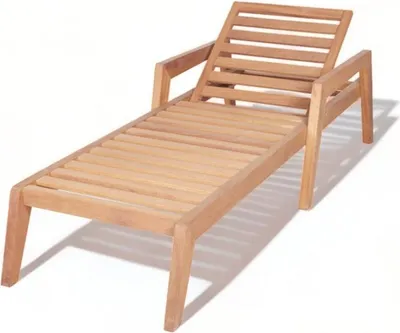 Produktbild von Stilvoller Liegestuhl Holzliegestuhl Relaxliegestuhl Chaiselongue