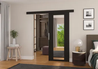 Obrázek produktu pro Interiérové posuvné dveře se zrcadlem 86 cm FADLIA - černé