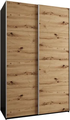 Produktbild von MEBLE KRYSPOL LUX 1 Kleiderschrank - 245,5x160x64cm - Schwarz, Artisan, Silber