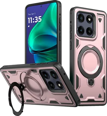 Produktbild von Dual Layer Hülle für Motorola Edge 60 Stylus/Moto G Stylus 5G (2025) mit Ring Ständer Magnetisch Stoßfest Handyhülle Roségold