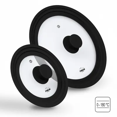 Image de STONELINE® Set universel de couvercles en verre 16/18/20 et 24/26/28 | Noir